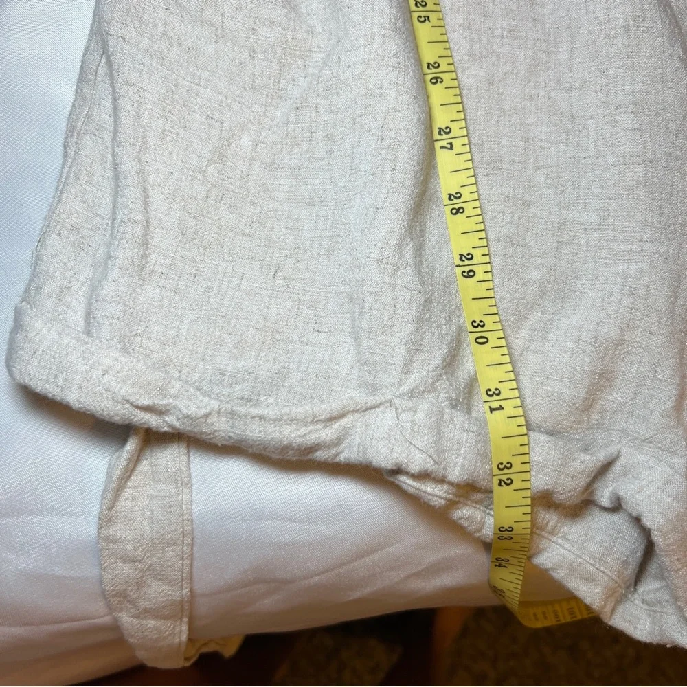 Women’s‎ Beige Linen Sleeveless Romper with Button Accents Tie Waist Size Large - Picture 12 of 14